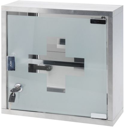 Medicijnkastje - met slot - 30 x 12 cm - glazen deurtje