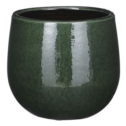 Mica Decorations Plantenpot - keramiek - groen glans - D14/H12 cm