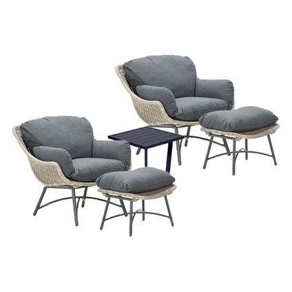 Garden Impressions Selene loungestoelen met bijzettafel -d. grijs