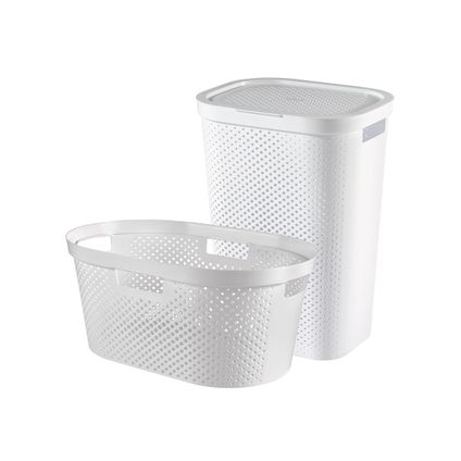 Curver Infinity Recycled Wasmand 60L + Wasmand 40L - Wit